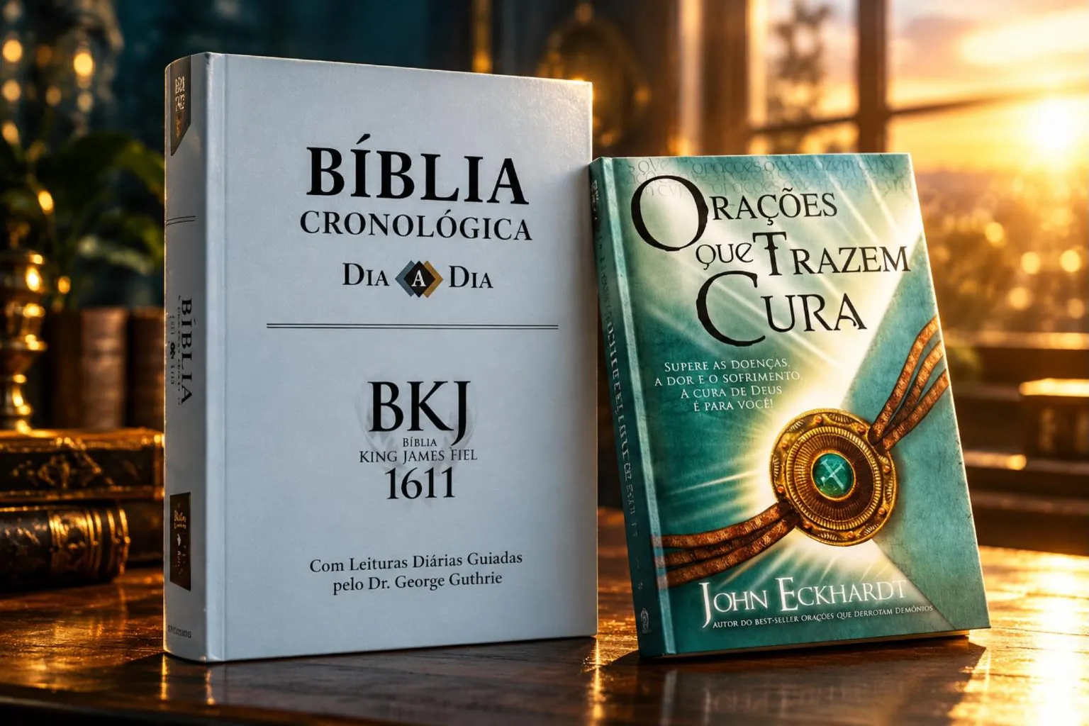 Kit Bíblia e Oração: Bíblia Cronológica Dia a Dia BKJ Fiel 1611 e Orações que Trazem Cura, de John Eckhardt